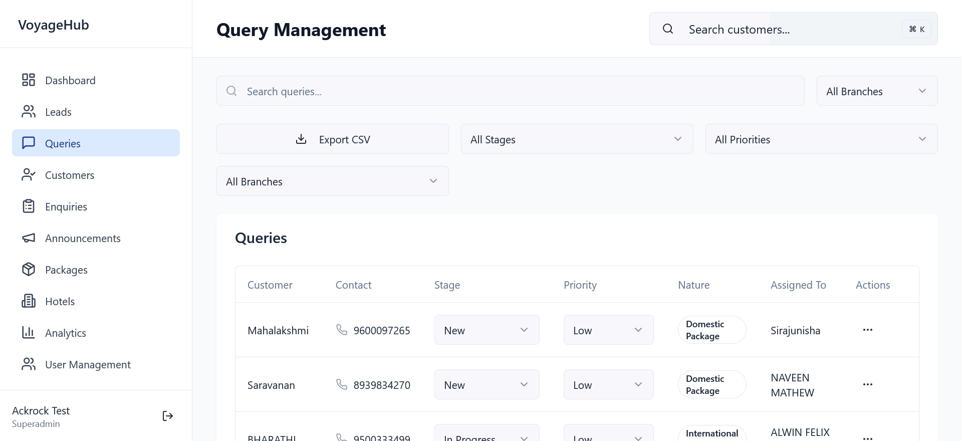 Centralized HolidayCRM Dashboard